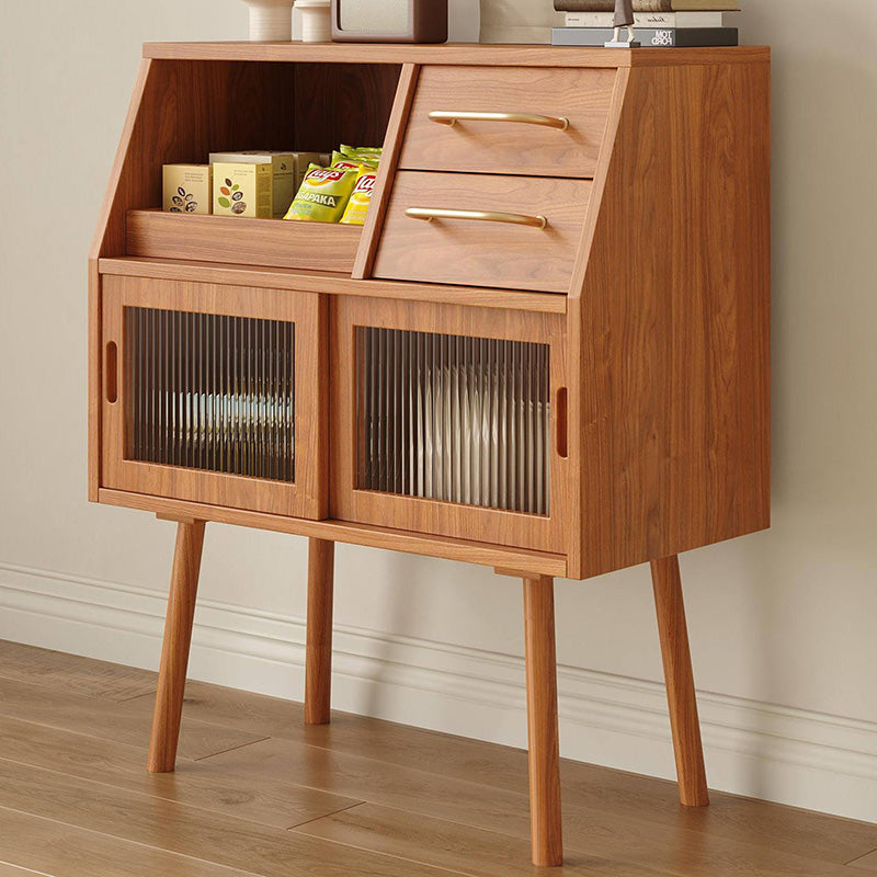 Modern Minimalist Pine Wood Sideboard with 2 Drawers – Solid Wood, Trapezoid Design, Multi-Layer Board for Dining Room