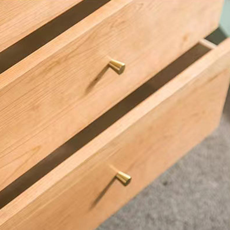 Modern Minimalist Trapezoid Pine Wood Sideboard – 4 Drawers, Large Capacity, Multi-Layer Wood Construction for Dining Room