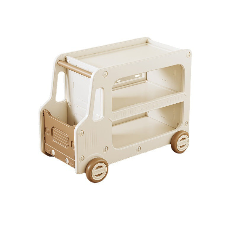 Modern Art Deco Car-Shaped Eco-Friendly HDPE Movable Kids Storage End Table - 3-Tier Organizer for Living Room