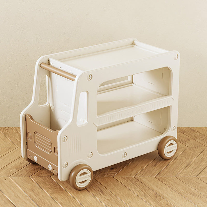 Modern Art Deco Car-Shaped Eco-Friendly HDPE Movable Kids Storage End Table - 3-Tier Organizer for Living Room