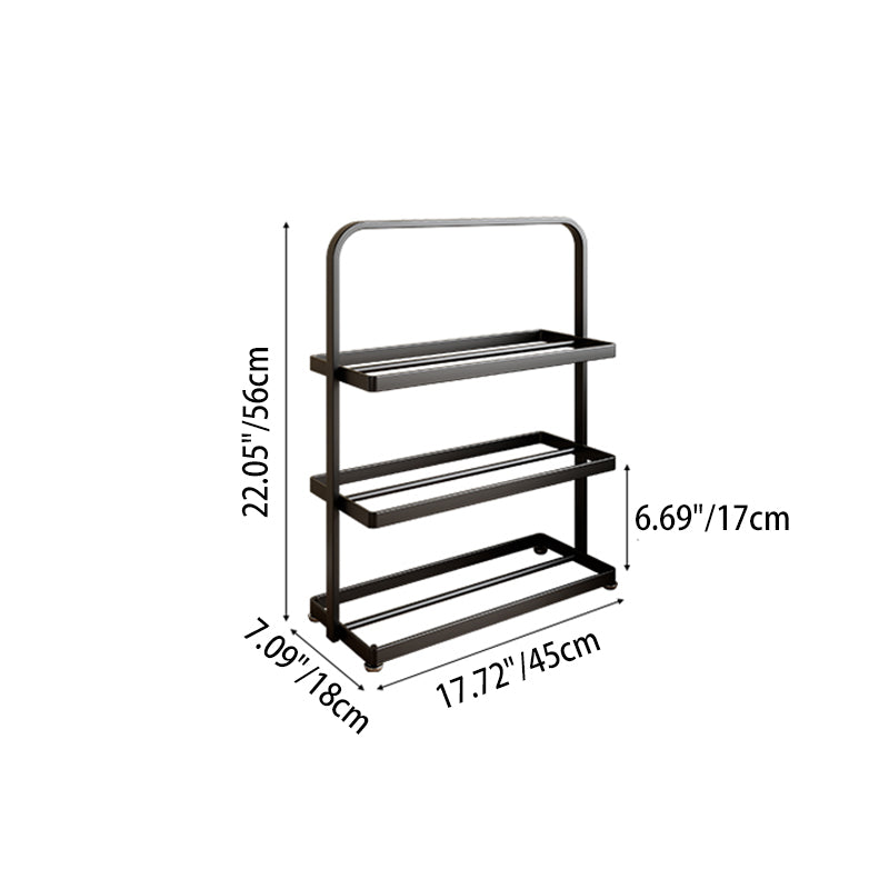 Modern Minimalist 3-Tier Rectangular Iron Shoe Rack - Open Storage Organizer for Entryway