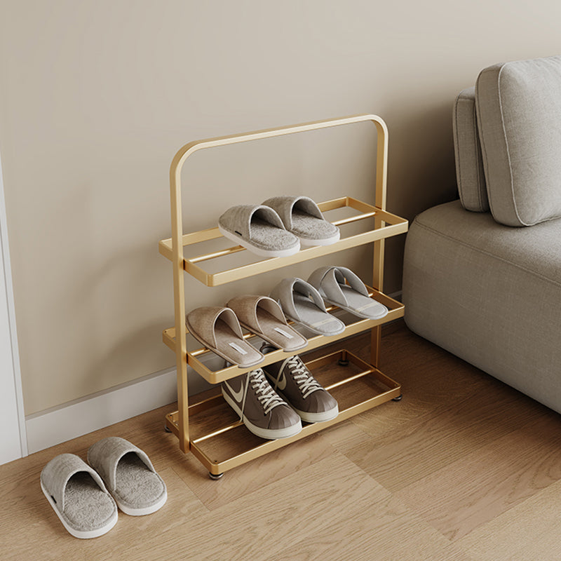Modern Minimalist 3-Tier Rectangular Iron Shoe Rack - Open Storage Organizer for Entryway