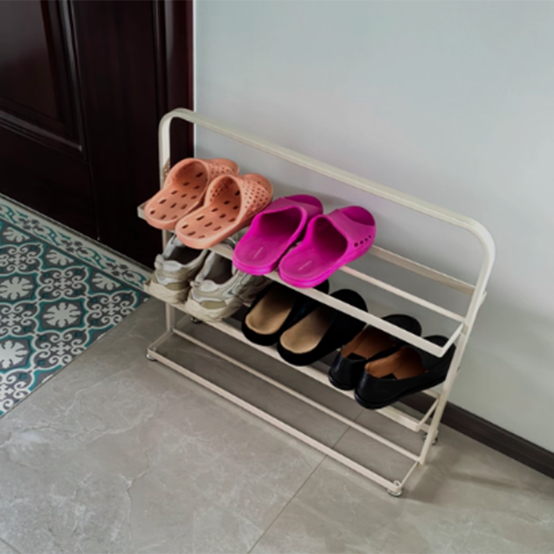 Modern Minimalist 3-Tier Rectangular Iron Shoe Rack - Open Storage Organizer for Entryway