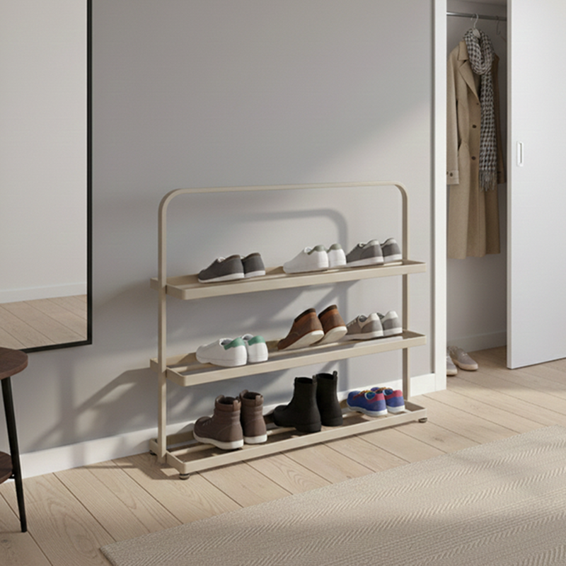 Modern Minimalist 3-Tier Rectangular Iron Shoe Rack - Open Storage Organizer for Entryway
