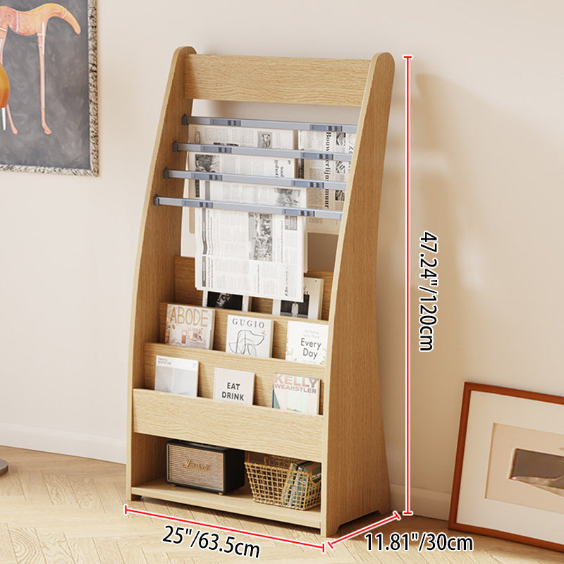 Modern Minimalist Rectangular-Arc 4-Tier Floor-Standing Bookshelf – Eco-Friendly E1 Particle Board with Aluminum Alloy Frame, Ideal for Study