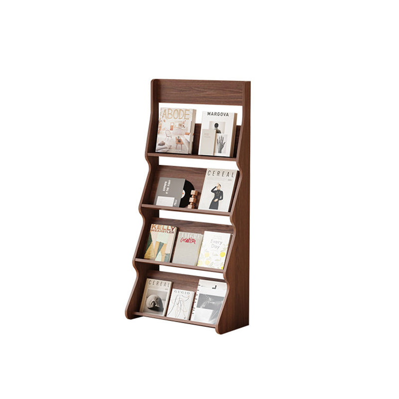 Modern Minimalist Rectangular-Arc 4-Tier Floor-Standing Bookshelf – Eco-Friendly E1 Particle Board with Aluminum Alloy Frame, Ideal for Study