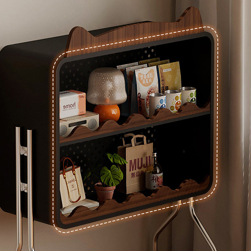 Modern Nordic Cartoon Cat-Ear & Deer-Ear Iron Storage Cabinet, 2-Tier Movable Organizer on Multi-Layer Board for Living Room