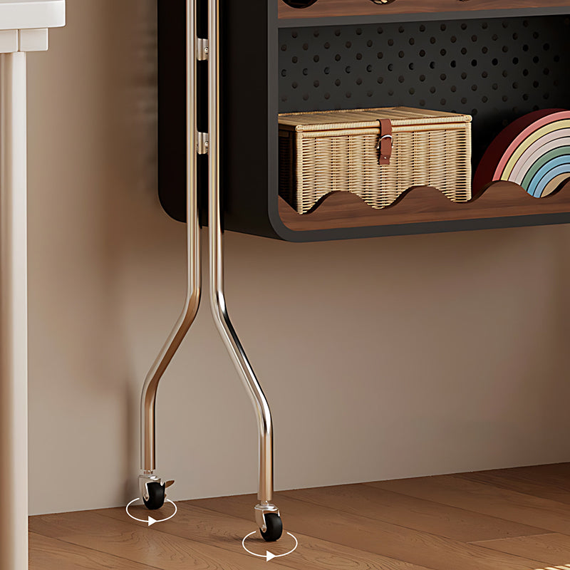 Modern Nordic Cartoon Cat-Ear & Deer-Ear Iron Storage Cabinet, 2-Tier Movable Organizer on Multi-Layer Board for Living Room