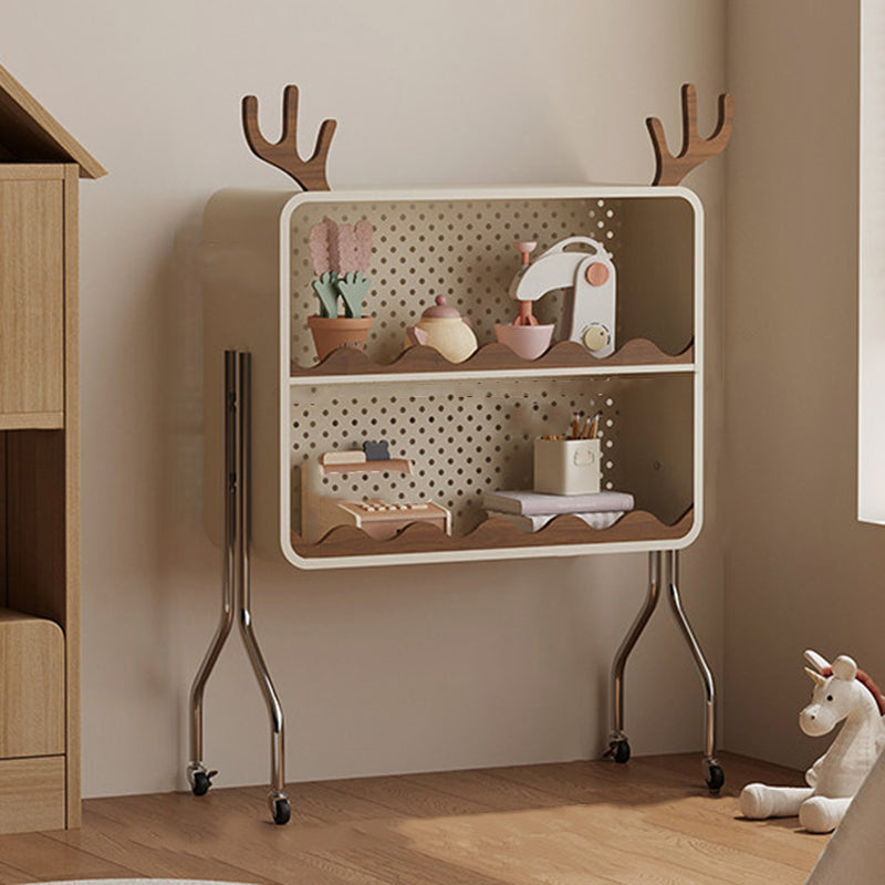 Modern Nordic Cartoon Cat-Ear & Deer-Ear Iron Storage Cabinet, 2-Tier Movable Organizer on Multi-Layer Board for Living Room