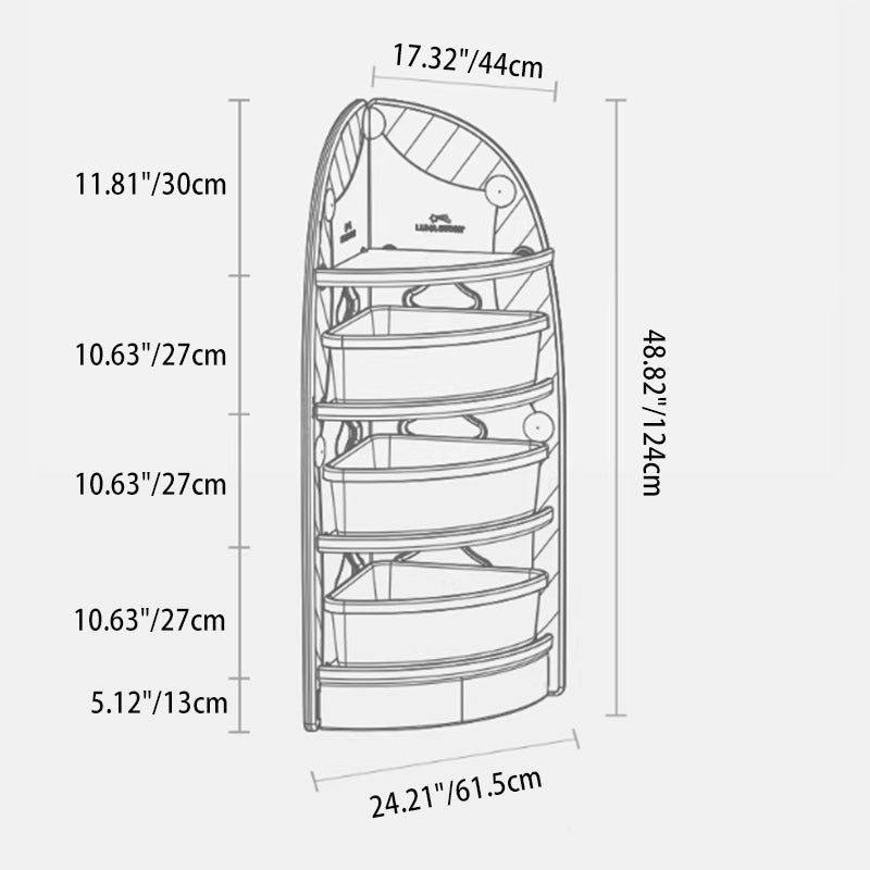 Modern Minimalist Eco-Friendly Fan-Shaped 4-Tier Kids' Corner Storage Shelf – HDPE/PP Plastic, Ideal for Living Room & Study