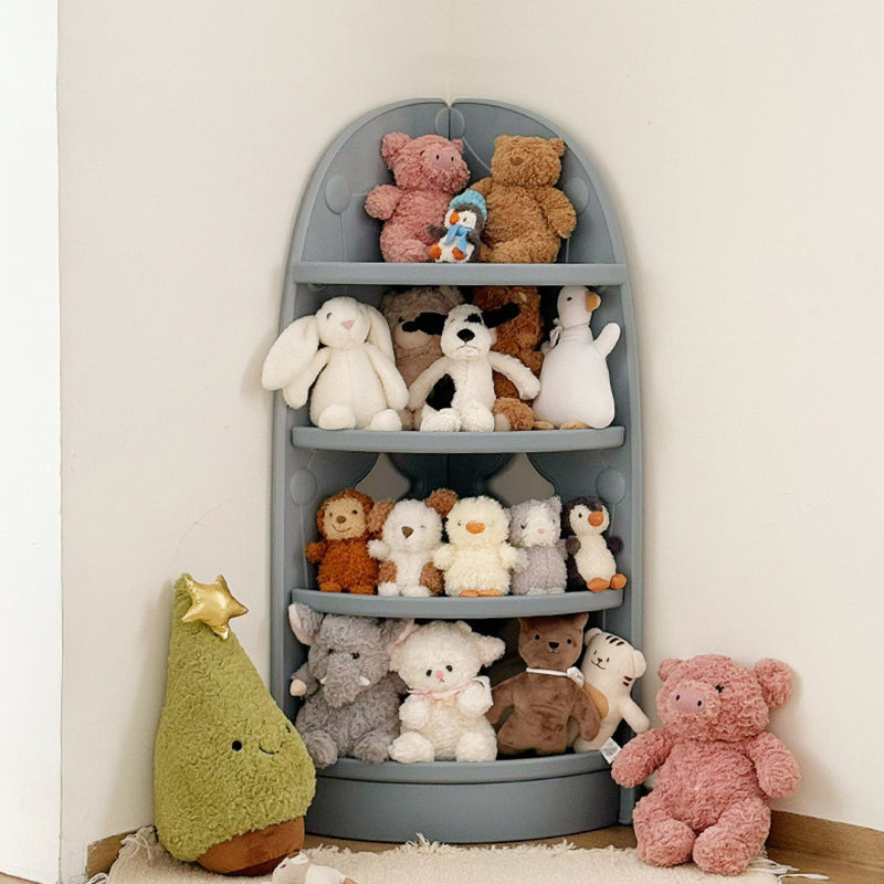 Modern Minimalist Eco-Friendly Fan-Shaped 4-Tier Kids' Corner Storage Shelf – HDPE/PP Plastic, Ideal for Living Room & Study