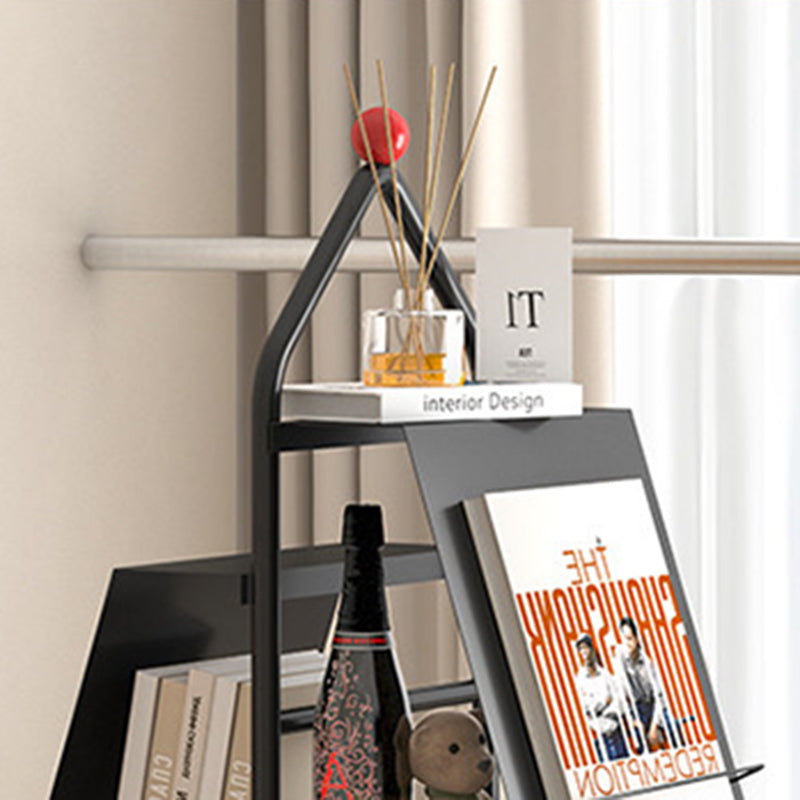Contemporary Industrial Tree-Shaped Floor Bookshelf – 4-Tier Rotating Carbon Steel Storage Rack for Living Room & Study