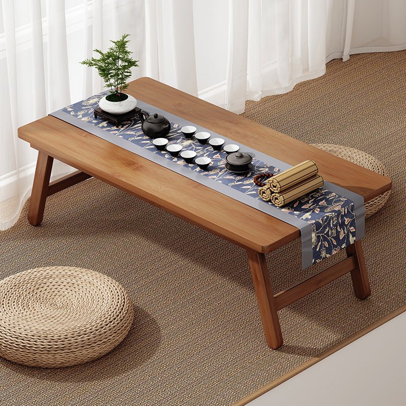 Traditional Japanese Bamboo End Table – Natural Rectangular, Foldable 1-Tier for Bedroom & Living Room