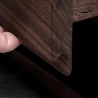 Traditional Japanese Solid Wood Nightstand – Rounded Square Design with 1 Drawer for the Bedroom