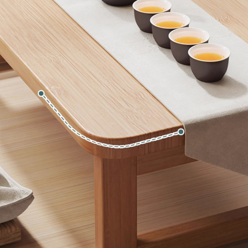 Traditional Japanese Solid Wood Table - Rounded-Ended Rectangular Design with 1-Tier Folding, Perfect for Living Room