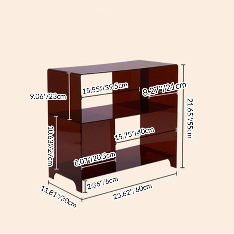 Sleek Contemporary Acrylic 3-Tier Rounded Square End Table for Living Room