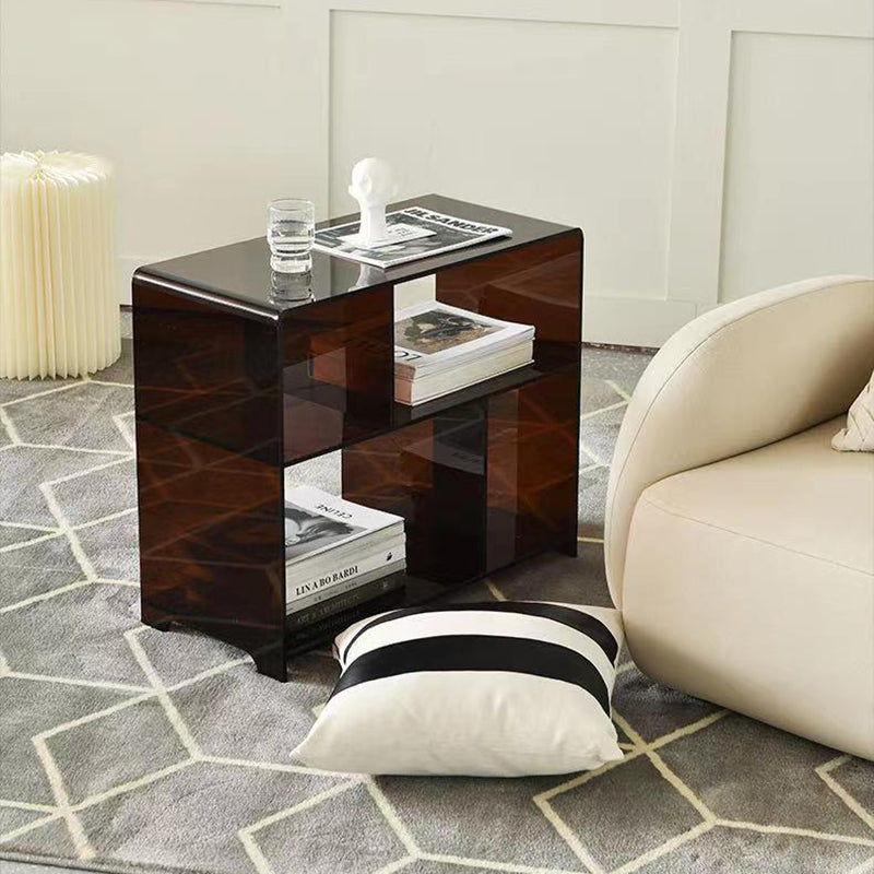 Sleek Contemporary Acrylic 3-Tier Rounded Square End Table for Living Room