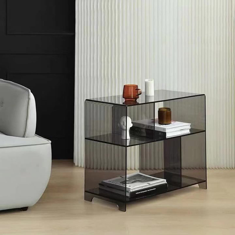Sleek Contemporary Acrylic 3-Tier Rounded Square End Table for Living Room