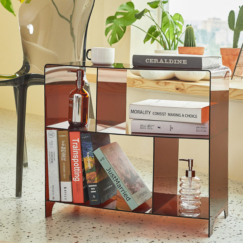 Sleek Contemporary Acrylic 3-Tier Rounded Square End Table for Living Room