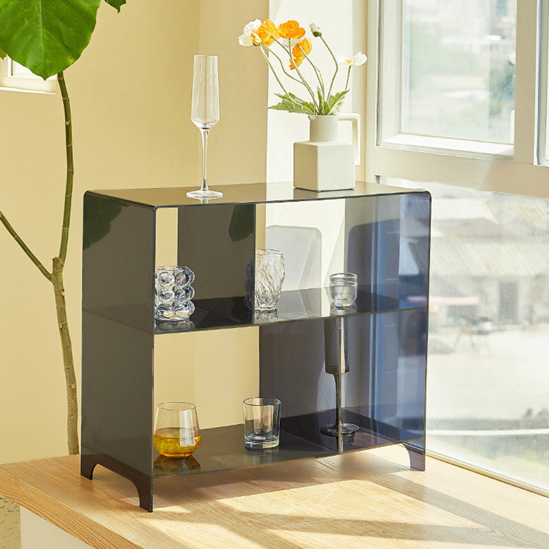 Sleek Contemporary Acrylic 3-Tier Rounded Square End Table for Living Room