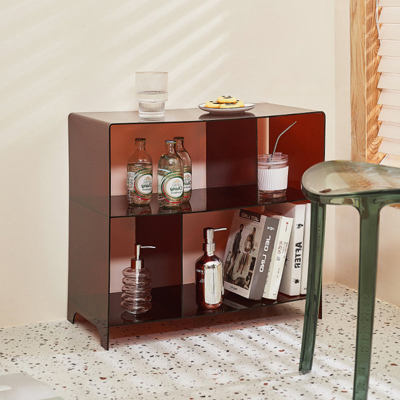 Sleek Contemporary Acrylic 3-Tier Rounded Square End Table for Living Room