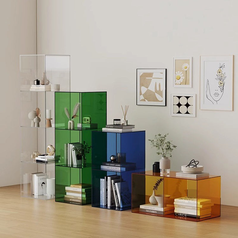 Sleek Contemporary Clear Acrylic 3-Tier Rectangular End Table for Living Room