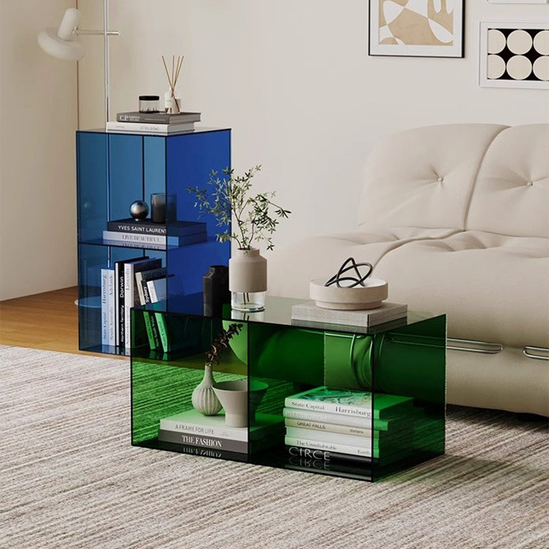 Sleek Contemporary Clear Acrylic 3-Tier Rectangular End Table for Living Room