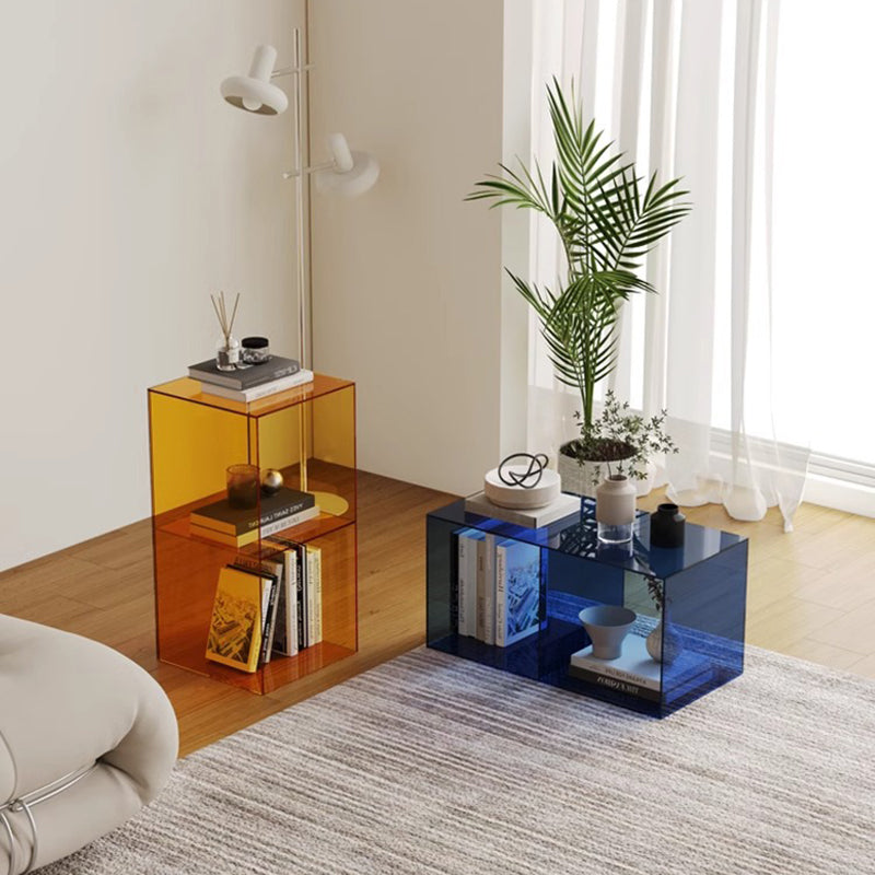 Sleek Contemporary Clear Acrylic 3-Tier Rectangular End Table for Living Room