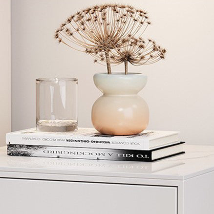 Modern Luxury Nightstand β Solid Wood with Sintered Stone Top and Metal Frame, Rectangular 3-Drawer Bedroom Table