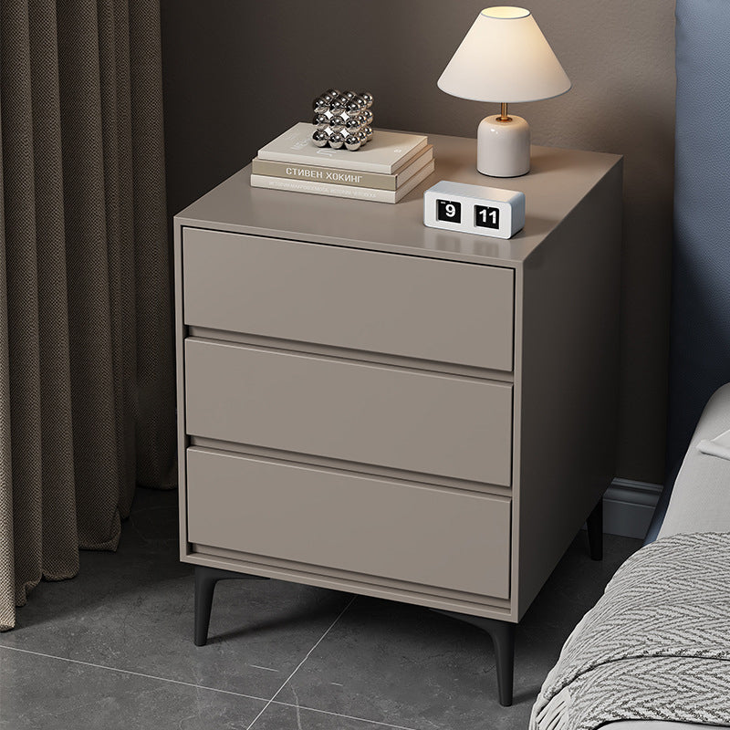Modern Luxury Nightstand β Solid Wood with Sintered Stone Top and Metal Frame, Rectangular 3-Drawer Bedroom Table