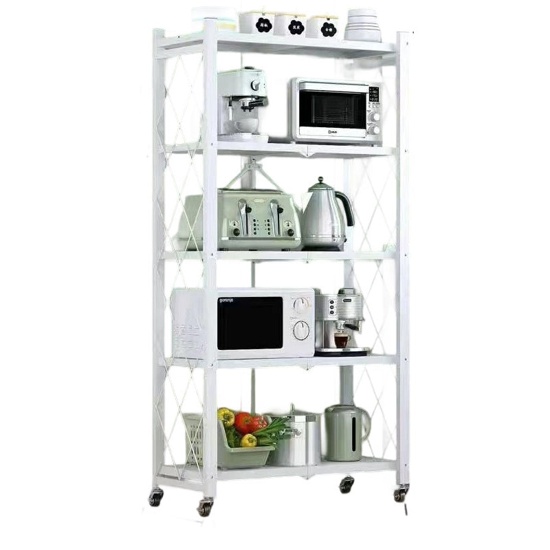 Modern Minimalist Carbon Steel Hollow Rectangular Movable Storage Shelf - 3/4/5-Shelf Options for Living Room