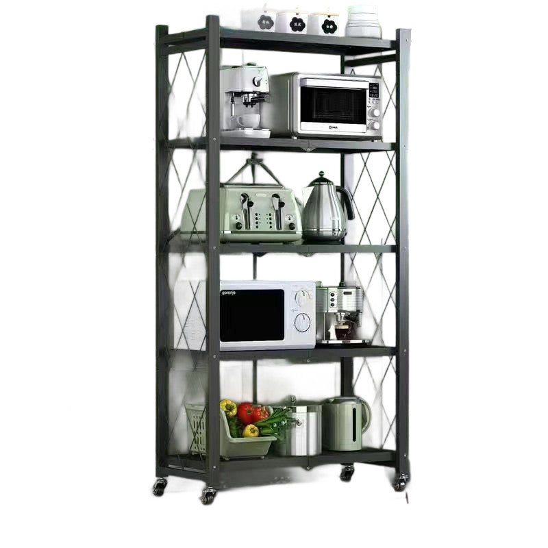 Modern Minimalist Carbon Steel Hollow Rectangular Movable Storage Shelf - 3/4/5-Shelf Options for Living Room