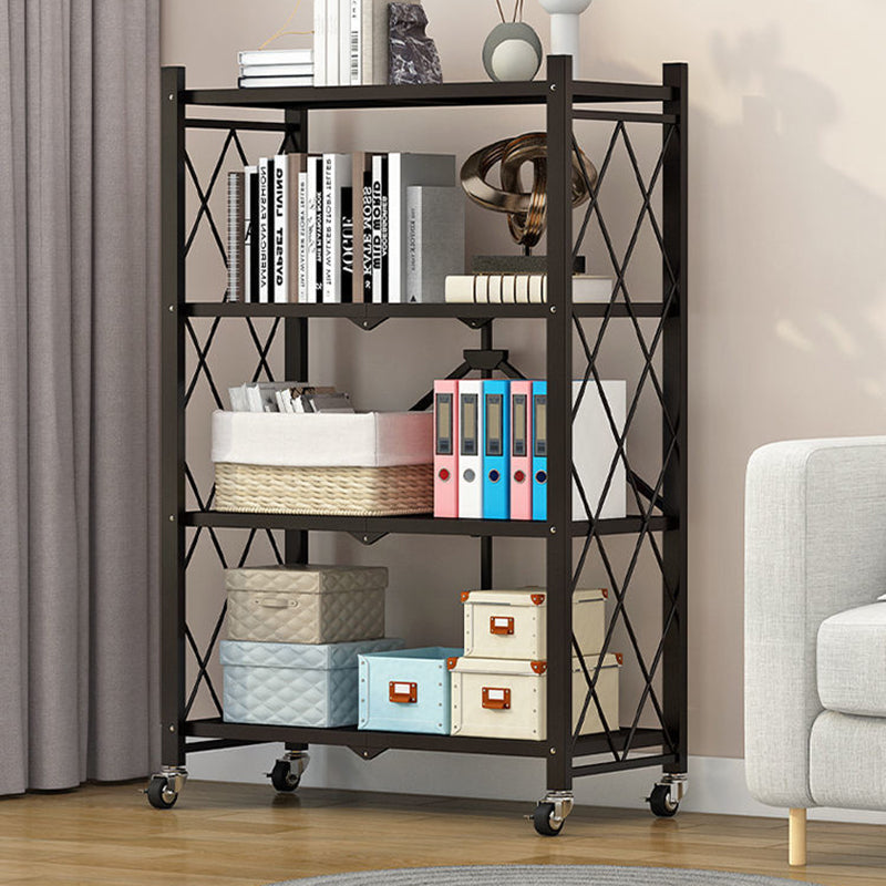 Modern Minimalist Carbon Steel Hollow Rectangular Movable Storage Shelf - 3/4/5-Shelf Options for Living Room