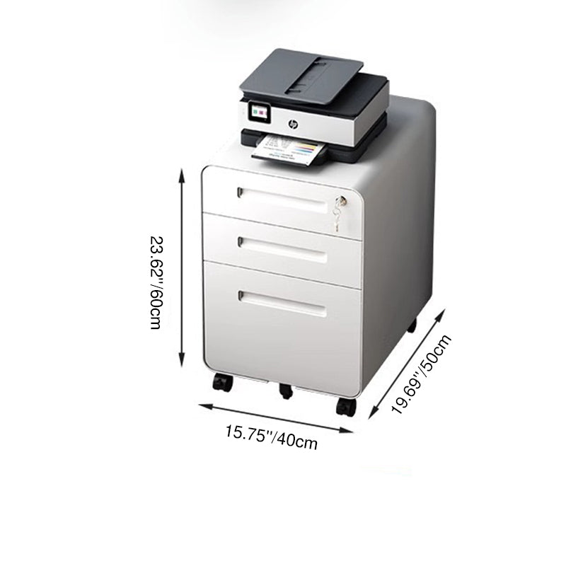 Sleek Modern Steel Storage Cabinet with Curved Front and 2/3 Drawers for Home Office