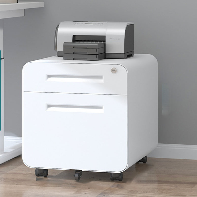 Sleek Modern Steel Storage Cabinet with Curved Front and 2/3 Drawers for Home Office