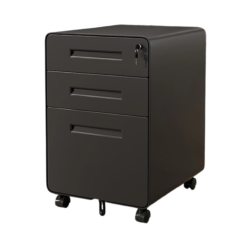 Sleek Modern Steel Storage Cabinet with Curved Front and 2/3 Drawers for Home Office
