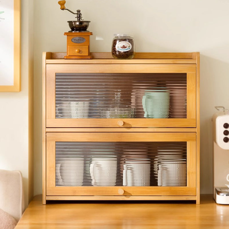 Traditional Chinese Bamboo & Acrylic Rectangular Storage Cabinet - 1-3 Tier, Perfect for Living Room