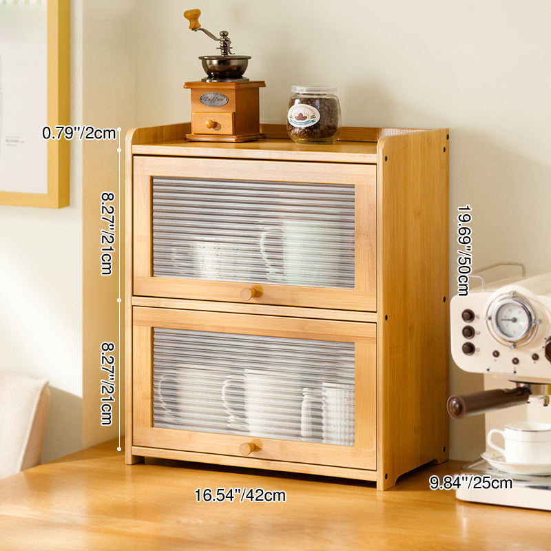 Traditional Chinese Bamboo & Acrylic Rectangular Storage Cabinet - 1-3 Tier, Perfect for Living Room