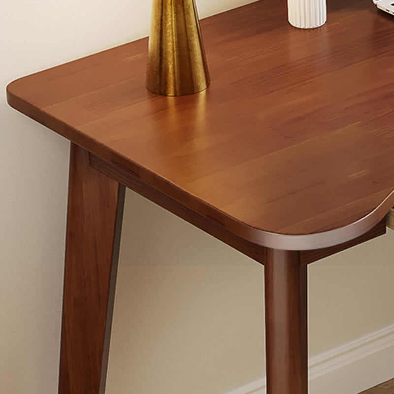 Modern Minimalist Solid Rubberwood Multilayer-Board Desk with 2 Drawers – Curved Rectangular Design for Home Office or Bedroom