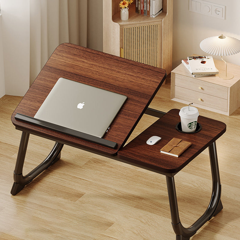 Modern Art Deco Foldable Side Table - 1-Tier, Rounded-Rectangular MDF & Carbon Steel Nightstand for Bedroom