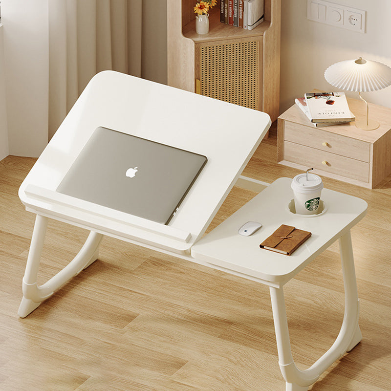 Modern Art Deco Foldable Side Table - 1-Tier, Rounded-Rectangular MDF & Carbon Steel Nightstand for Bedroom