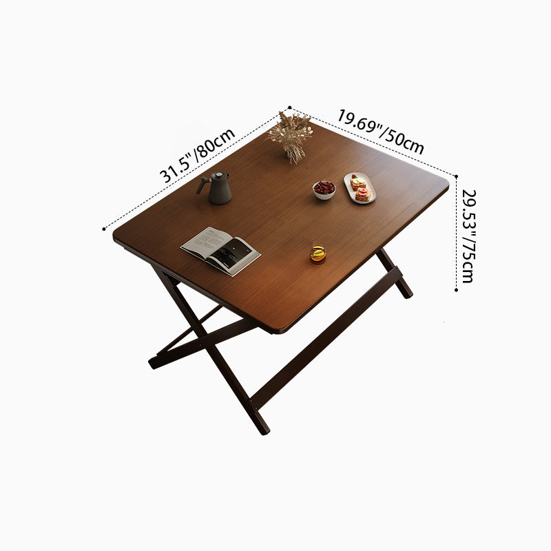 Modern Minimalist Rubberwood Foldable Dining Table - Rectangular, 1-Tier Design for Dining Room