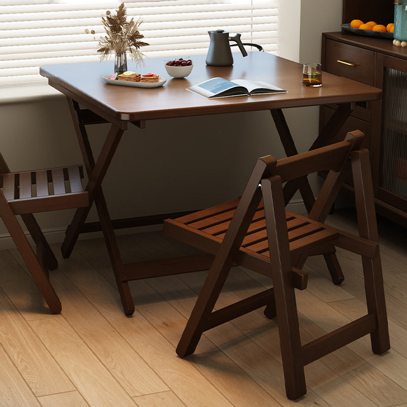 Modern Minimalist Rubberwood Foldable Dining Table - Rectangular, 1-Tier Design for Dining Room