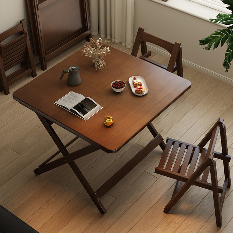 Modern Minimalist Rubberwood Foldable Dining Table - Rectangular, 1-Tier Design for Dining Room