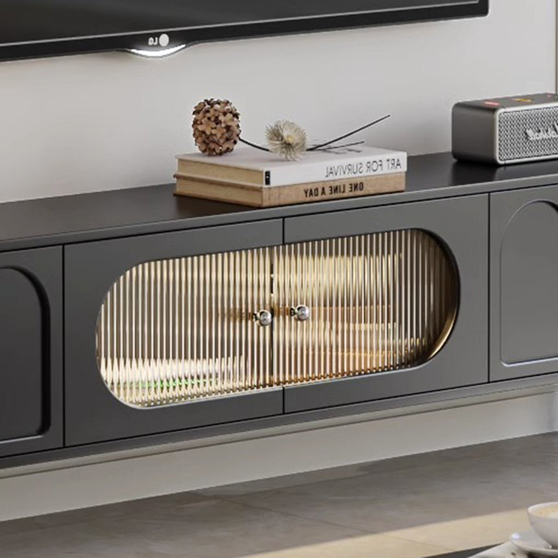Traditional French-Style Engineered Wood TV Stand with Stainless Steel and Glass, Cylindrical-Rectangular Design, 2 Drawers for Living Room