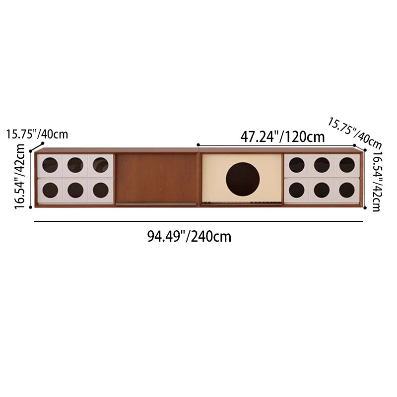 Traditional French Pine Solid Wood TV Stand with Glass Top – Multi-Layer Board, Rectangular or Round, 2 Drawers for Living Room