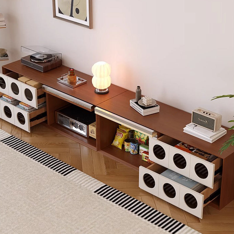 Traditional French Pine Solid Wood TV Stand with Glass Top – Multi-Layer Board, Rectangular or Round, 2 Drawers for Living Room