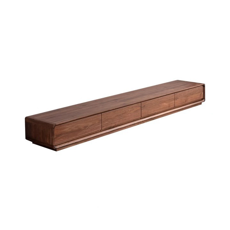 Traditional Chinese-Style Black Walnut Wood TV Stand with 4 Drawers — Rounded Rectangular Design for Living Room