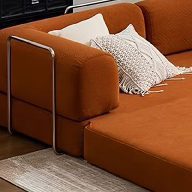Modern Minimalist Curved Square Sofa with Stainless Steel Frame, Corduroy Upholstery, Backrest & Armrests β Perfect for Living Rooms