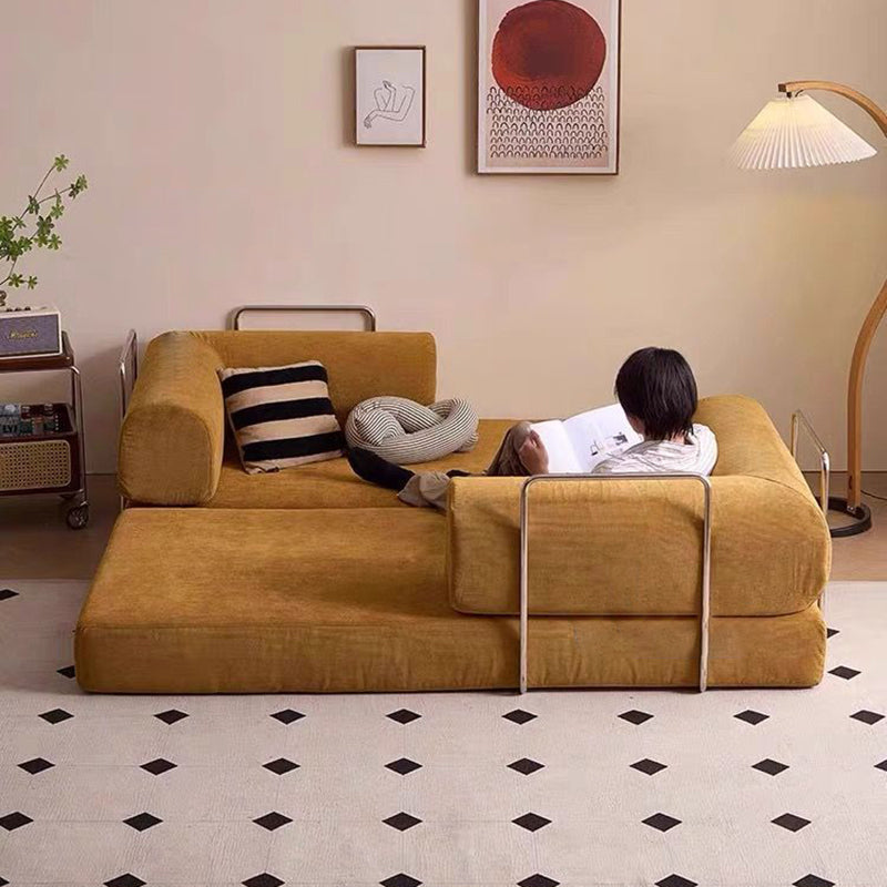 Modern Minimalist Curved Square Sofa with Stainless Steel Frame, Corduroy Upholstery, Backrest & Armrests β Perfect for Living Rooms